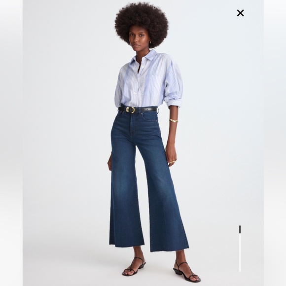 Madewell Denim - MADEWELL Tall Flared Wide-Leg Crop Jeans - Dark Blue NWT
